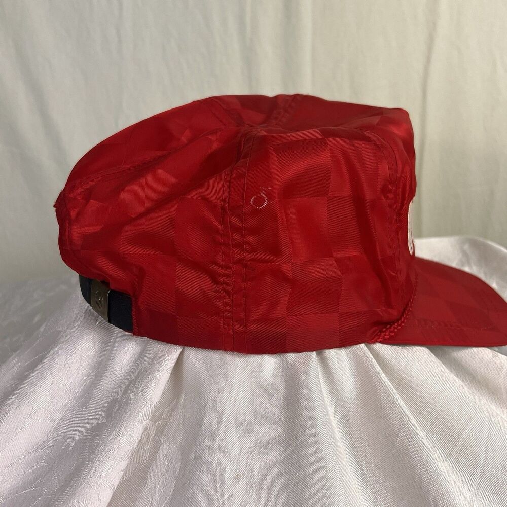 Vintage Somers Indiana Snapback Hat Red Checkerboard Nylon Rope Trim Trucker Cap - Picture 4 of 10